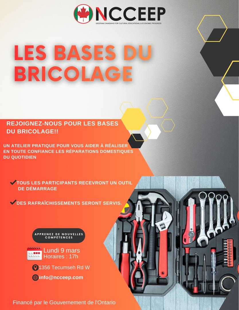 Les Bases du Bricolage affiche - 9 mars 2026 au Centre BCCEEP